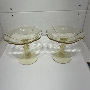 Vintage 1940s Fostoria glass Fairfax topaz yellow color dish compote candy - Picture 1 of 6