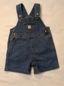 Carhartt Size 12 mo Canvas Shortalls Shorts Overalls Bibs Unisex Blue Denim - Picture 1 of 8