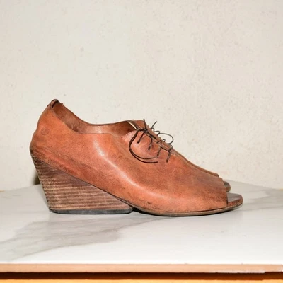 Bota Marsell tornozelo salto cunha couro feminina 38 - Imagem 1 de 4