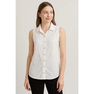 J. Jill Love Leinen Damen Top Gr. S weiß ärmellos minimalistisch Lagom Resort - Bild 1 von 7