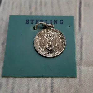 Vintage Pendant Medal Pendant Our Lady Of Guadalupe Sterling Silver Religious - Picture 1 of 6