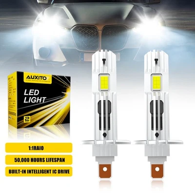 2/4pc AUXITO Headlight Bulbs H1 LED Conversion Kit Hi/lo Beam 6500K Bright White - Image 1 of 4