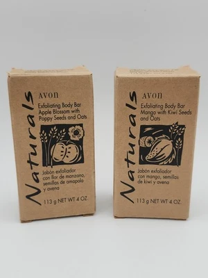 Avon Naturals Exfoliating Body Bars APPLE BLOSSOM W/ POPPY  & MANGO W/ KIWI New  - Image 1 of 4