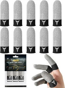 Fundas Dedo Gaming 2025 Largas Carbono Plata Max Sensibilidad 10 Pzas Antisudor - Picture 1 of 12