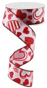 Cinta con cable Corazones de San Valentín 1,5" x 10 yardas (rosa claro, blanco, rojo) RG0163715 - Imagen 1 de 1