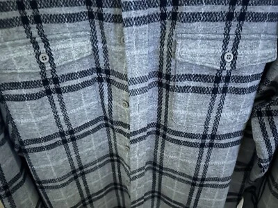 Express Plaid Sweater Flannel Shirt Charcoal Men's Large retails for $84.00 Nice - Image 1 of 4