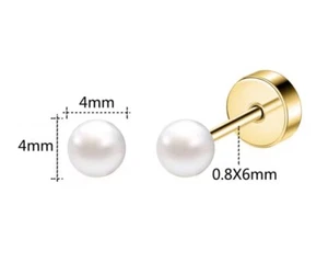 Gold Plated Stainless Stud Earring One Piece 0.8*6*mm Fashion Uk Free Postage - Picture 1 of 3