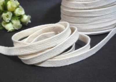 3/8" / 10mm wide 5-100y Beige Cotton Flat Hollow Tape w/o center string CC13 - Image 1 of 4