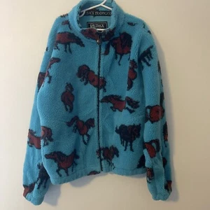 Outback Trading Sherpa Fleece Horse Graphic Full Zip Jacket Youth Medium - Picture 1 of 5