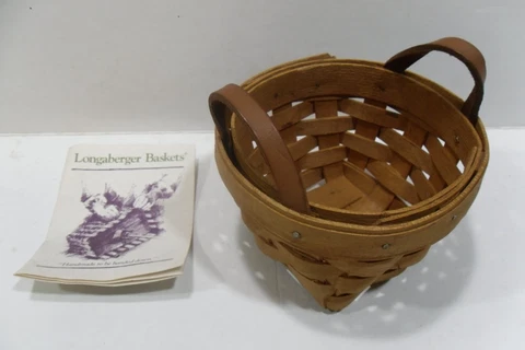 Longaberger Basket 5 round x 3 with Leather Loop Handles #12 Cover
