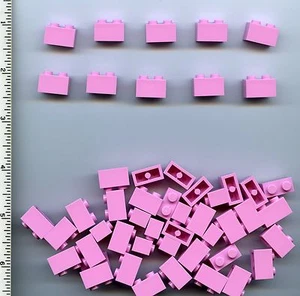 LEGO x 50 Bright Pink Brick 1 x 2 NEW bulk lot Friends Creator Basic - Picture 1 of 1