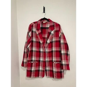 Vintage Retro 90's Fashion Bug Boxy Boyfriend Plaid Blazer Shoulder Pads 22/24W - Picture 1 of 6