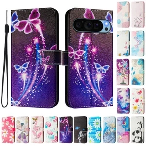 For Google Pixel 9 Pro XL 8 7 6 Pro 9A 8A 7A Patterned Leather Wallet Case Cover - Picture 1 of 32
