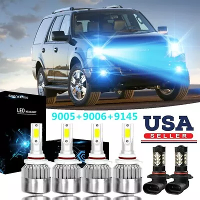 For Ford Expedition Explorer 2003-2006 Headlight + Fog Bulbs LED High Low 8000K - Image 1 of 4