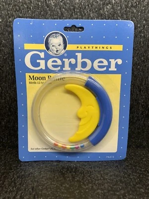 Juguete para bebé Gerber 1991 vintage sonajero luna azul 76272 0-12 meses Foto 1 de 2