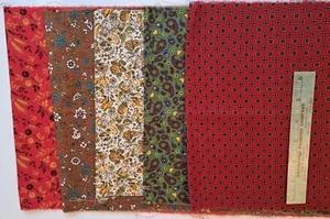 Lot of five pieces of vintage cotton broadcloth fabric for quilting/doll clothes - Picture 1 of 1