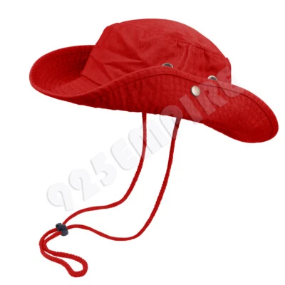 Chapéu balde unissex aba pesca boonie verão safári acampamento com corda - Imagem 1 de 4