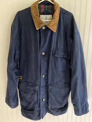 Vintage River Trader Men's Large Blue Canvas Flannel Lined Coat Chore Barn Heavy - Image 1 of 4