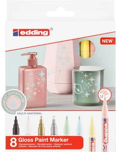 8x Edding 751 Glanz-Lackmarker Creativ Pastellfarben im 8er Set 1-2mm Sortiert! - Bild 1 von 4