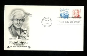 US FDC #2179 PCS / Artcraft 1994 Dallas TX Dr Virginia Apgar Medicine - Picture 1 of 2
