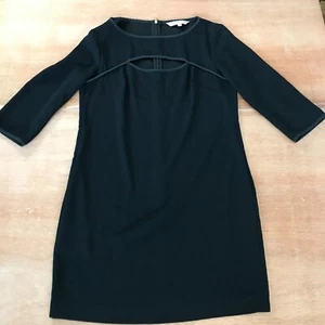 Trina Turk Marlowe Cutout Crepe Dress Women Size 6 Black Mini Pockets Preppy - Picture 1 of 13