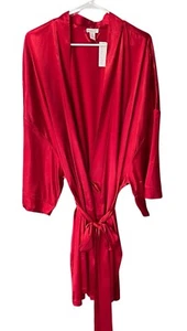 NWT Ambrielle Robe Womens 3X Red Satin KImono Sleeves w/Sash - Picture 1 of 14
