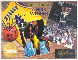 1993 Spectrum 24k Gold Signature Chris Webber 8" x 10" Jumbo Promo Auto RC /250 - Picture 1 of 3