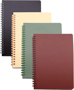 Spiral Notebook, 4 Pcs 8.3 Inch X 5.9 Inch A5 Thick Plastic Hardcover 8Mm Ruled - Picture 1 of 12