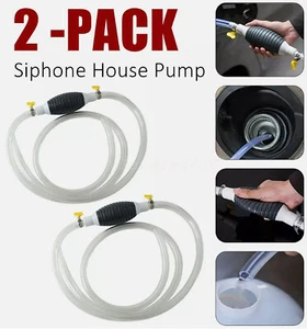 2X Siphon Pump Gas Transfer Gasoline Siphone Hose Oil Water Fuel Transfer Hand - Picture 1 of 9