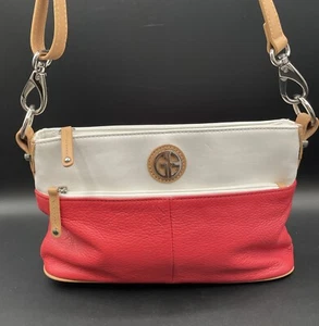 GIANI BERNINI Colorblock Pebble Hobo Red/White/Tan Crossbody ~ Nice! - Picture 1 of 13