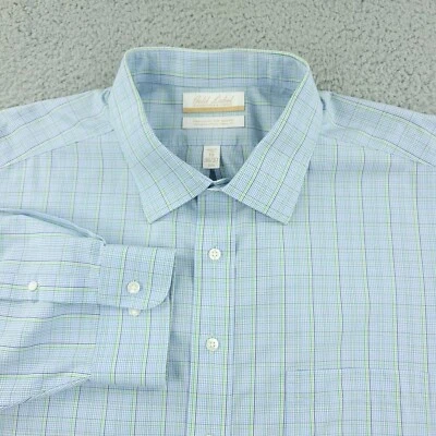 Camisa Roundtree & Yorke Para Hombres 19 Azul Grande Negocios Oficina Informal Etiqueta Dorada Foto 1 de 4