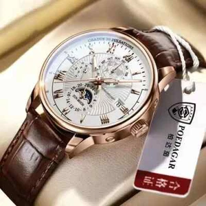Men's Watch Leather Waterproof Luminous Gents Quartz Wristwatch Luxury Watches - Picture 1 of 3