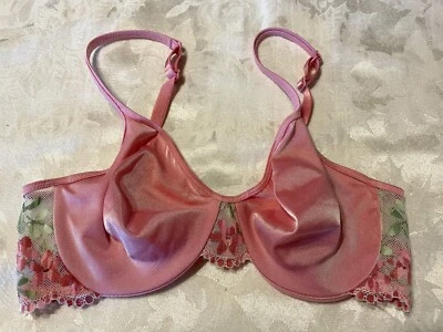 Sujetador rosa 36C vintage WARNER'S 02571 encaje floral sin forro con aros Foto 1 de 4