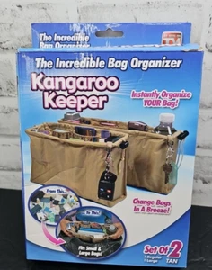 NOB Kangaroo Keeper Bag Organizer Set Of 1 Regular & 1 Large Size Tan Drawstring - Picture 1 of 5