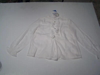 NWT Mayoral Boutique Girls Shirt/Blouse Size 7 Long Sleeve Cream 100% Polyester - Image 1 of 2