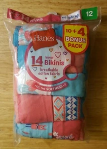 Hanes Girls Bikinis Tagless 14-Pair Underwear No Ride Up Multi-Color Size 12.  - Picture 1 of 5