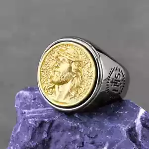 Anello Croce Gesù Acciaio Inox Uomo Moda Classico Religioso Amuleto Regalo - Foto 1 di 24