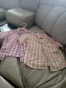 The Arizona Jean Company Short Sleeve Plaid Shirt 4T ( Lot Of 2 Red & Orange) - Picture 1 of 3