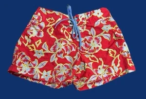 Beach Rays swimsuit coverup shorts red shimmer tropical floral juniors size 3 - Picture 1 of 3