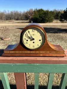 Vintage Howard Miller Qtz Kaminuhr Westminster Tambour Nussbaum 340-020 *LESEN*ohne Schlüssel - Bild 1 von 20