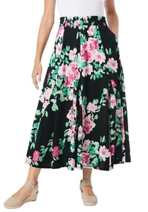 Woman Within Plus Size Wide Elastic Waist Skirt - Picture 1 of 23