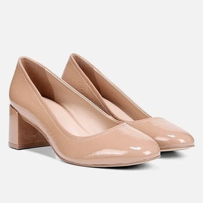 27 Edit Naturalizer Rebecca Patent Leather Block Heels Pump in Taupe Size 9 - Image 1 of 4
