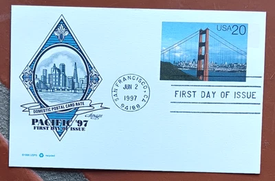 SAN FRANCISCO GOLDEN GATE BRIDGE 1997 ARTMASTER CACHET FIRST DAY CARD UNADDR - Image 1 of 2