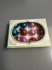 Vintage 1960s Shiny Brite Mercury Glass Ornaments Set of 12 Small Original Box - Picture 1 of 4