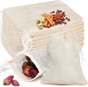 20 Pcs Muslin Bags with Drawstring, Reusable Tea Bags, Spice Bags for Cooking So - Picture 1 of 12