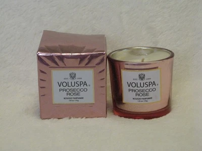 Mini vela votiva de vidrio de viaje Voluspa Prosecco Rose 1,8 oz nueva en caja Foto 1 de 2