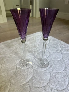 Waterford Lismore Jewels AMETHYST kanneliertes Champagnerglas 2er Set 12" Höhe - Bild 1 von 4