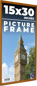 15x30 Honey Pecan Flat Wood Frame with UV Acrylic and Acid Free Foam Board - Picture 1 of 7