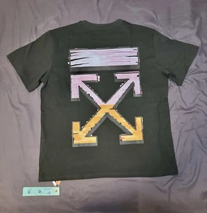 Off-White Virgil Abloh Pink & Orange Stencil Arrows Black T-Shirt Large - Picture 1 of 13