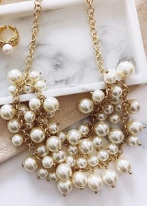 Park Lane Chanel White Glass Pearl Necklace - Picture 1 of 4
